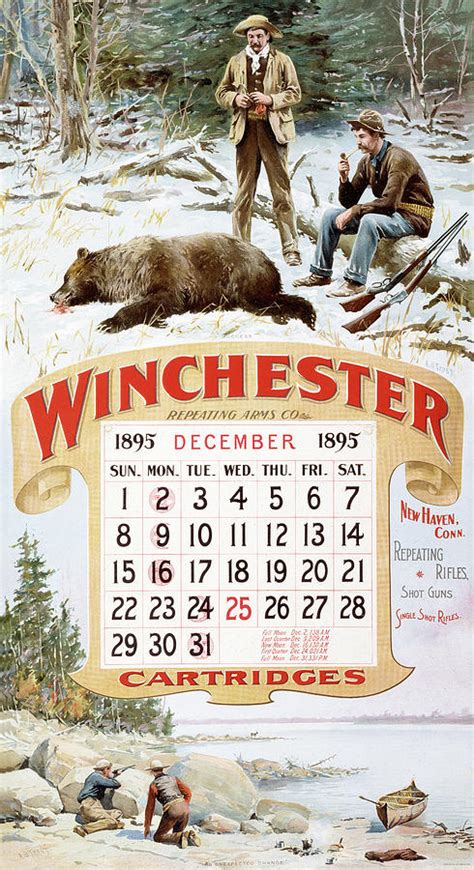 1895 Winchester Repeating Arms And Ammunition Calendar Painting By A B