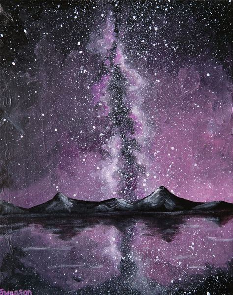 Milkyway Galaxy Space Drawing Original Artwork Milkyway Mountains
