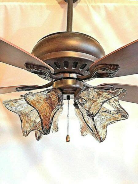52 Orb Oil Rubbed Bronze Ceiling Fan With 4 Light Clear Hand Blown