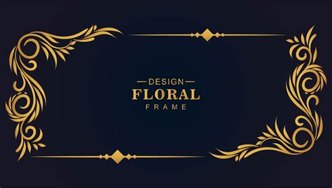 Rectangle Ornamental Golden Decorative Floral Corner Frame