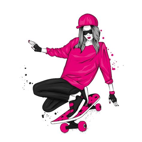 Premium Vector Stylish Skater In Jeans And Sneakers Skateboard