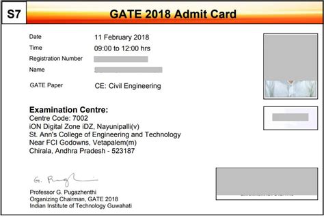 Gate 2018 Admit Card Download Available Now Gate Exam Hall Ticket