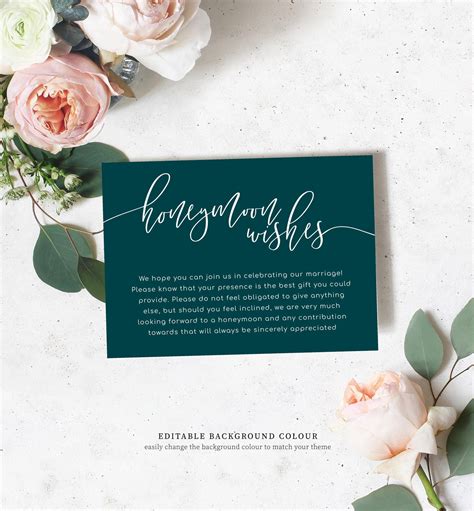 Printable Honeymoon Wish Card Minimalist Wedding Honeymoon Etsy