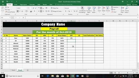How To Create Payroll Salary Statement In Excel Youtube
