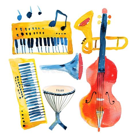 Watercolor Musical Instruments Set Stock Illustrations 228 Watercolor