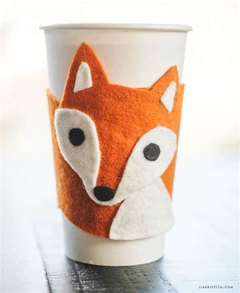 No Sew Diy Cup Cozy 6 Steps Felt Crafts Diy Felt Fox Fox Crafts
