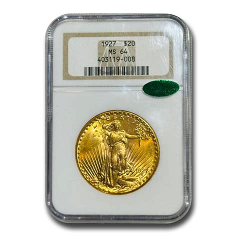 Buy 1927 20 St Gaudens Gold Double Eagle Ms 64 Ngc Cac Apmex