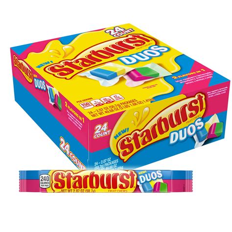 Starburst Duos Fruit Chews Candy Full Size Packs 207 Oz 24 Ct