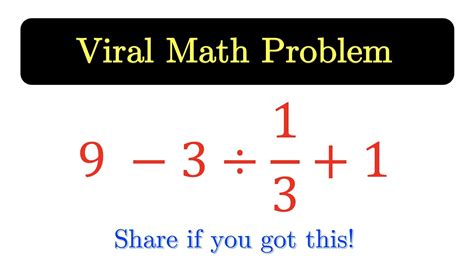 Viral Math Problem Math Puzzle 9 3 ÷ 13 1 With English