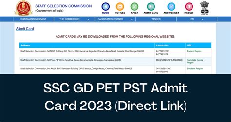 Ssc Gd Pet Pst Admit Card Direct Link Physical Test Hall Ticket