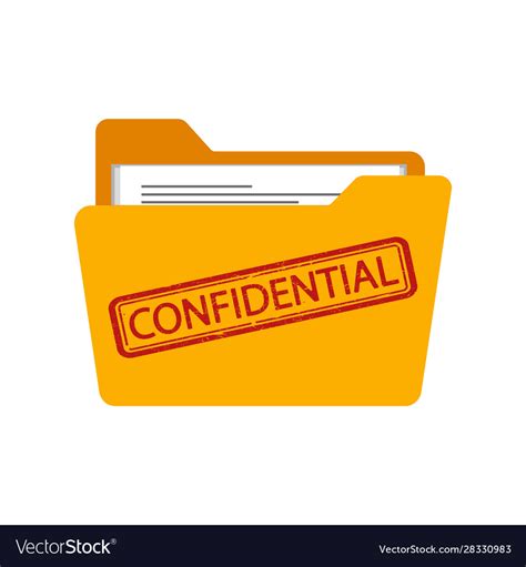 Confidential Stamp On Folder Isolated On A White Vector Image