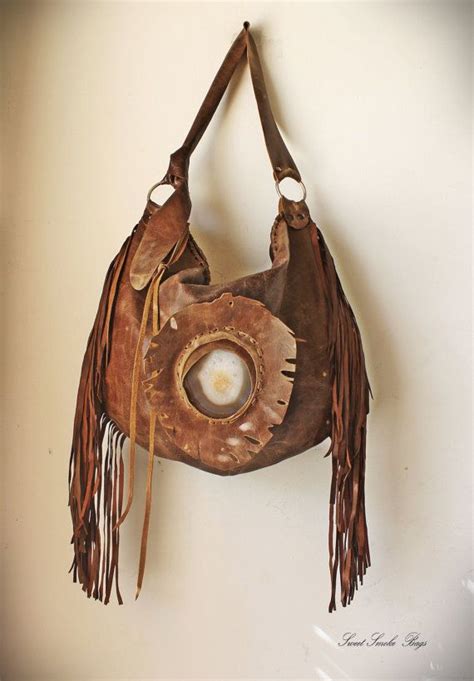 Reserved Large Chestnut Brown Distressed Leather Agate Stone Etsy