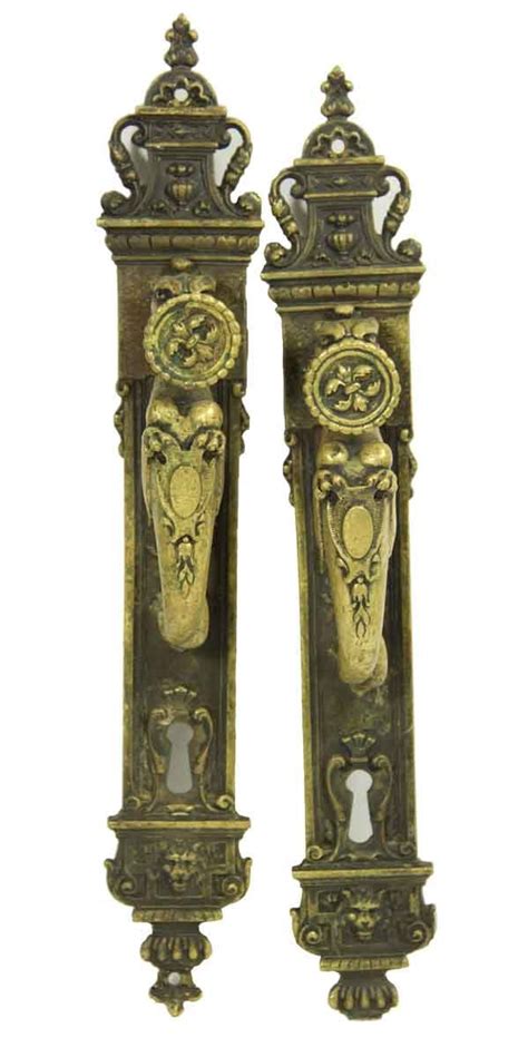 Pair Of 13 In Antique French Entry Push Button Door Pulls Olde Good