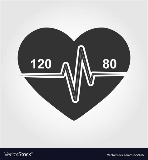 Icon Normal Heart And Blood Pressure 120 80 Vector Image