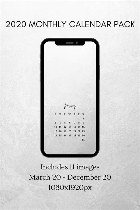 The screensaver features a clock on a winter landscape background. 2020 Monthly Calendar Screensaver | Mobile devices Background | Luna Design | Instant Download ...