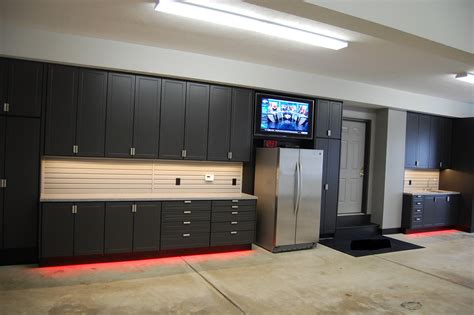 The husky heavy duty welded steel garage cabinet set in black has 6 pieces and is $1. The advantages of using garage storage systems - garage ...