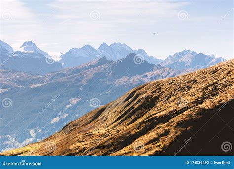 Picturesque Autumn Landscape In Grindelwald Village Stock Photo Image