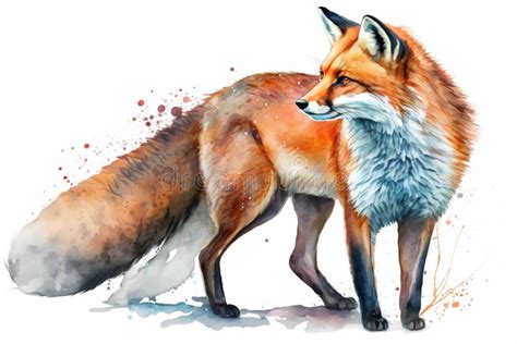 Generative Ai Red Fox Forest Animal Watercolor Illustration Wild