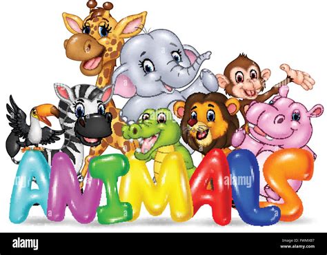 Illustration Of Word Animal With Cartoon Wild Animal Stock Vector Image