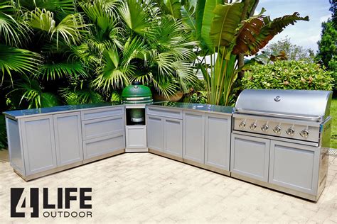 Gray Stainless Steel Outdoor Kitchen Cabinets 4 Life Outdoor Inc