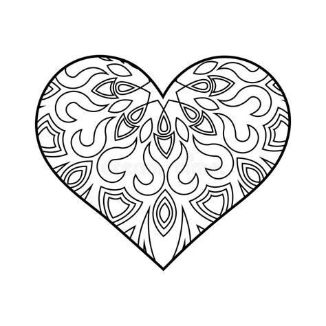 Vector Heart Linear Illustration With Geometric Pattern Outline