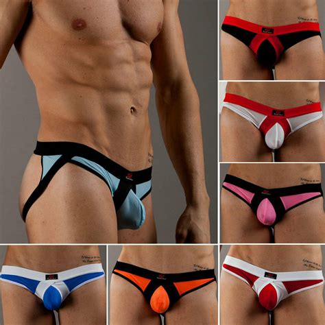 Men S Sexy Jockstrap Open Back Hole Thongs G String Rings Briefs Underwear L M S Underwear