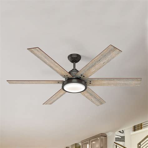 Hunter 60 Inch Noble Bronze Led Ceiling Fan With Light And Wall Control