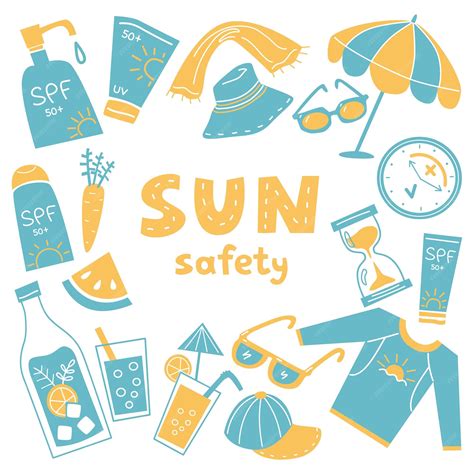 Premium Vector Sun Safety Tips Poster With Sun Protection Elements