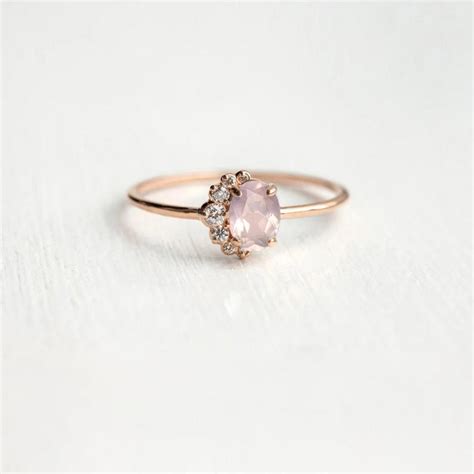 oval cut rose quartz engagement ring unique pink quartz etsy