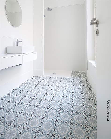blue patterned bathroom floor tiles flooring ideas