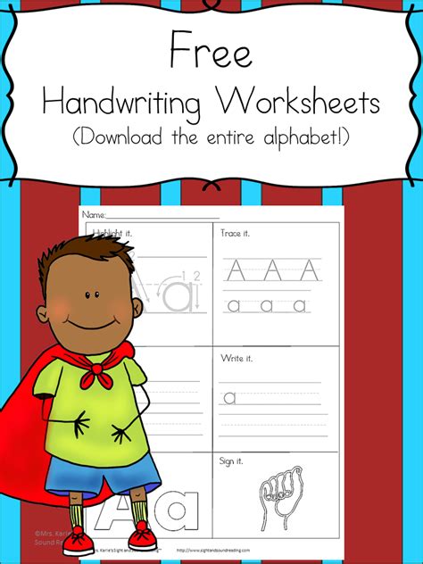Printable Handwriting Worksheets For Kids Mrs Karles Sight And Sound