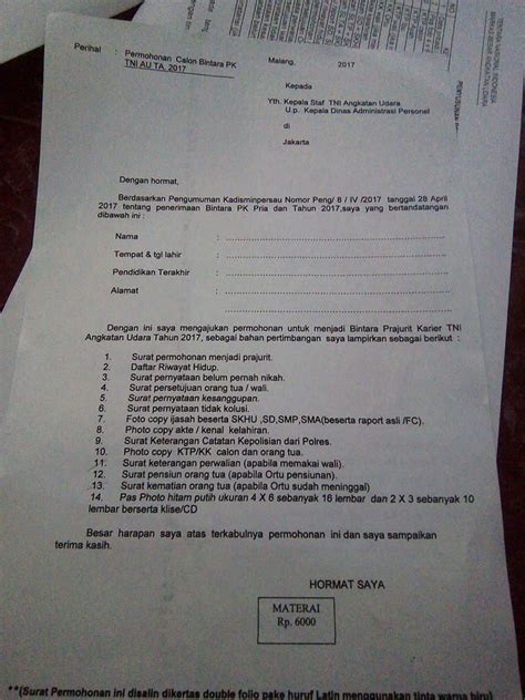 Surat Lamaran Menjadi Prajurit Tni Ad 2019 Free Pictures, Free Photos