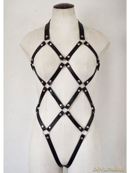 gothic sexy leather body bondage cage harness uk