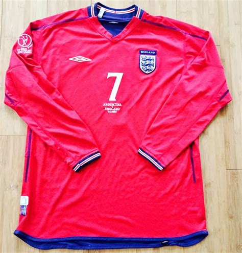 David Beckham 7 England Jersey Long Sleeves World Cup 2002