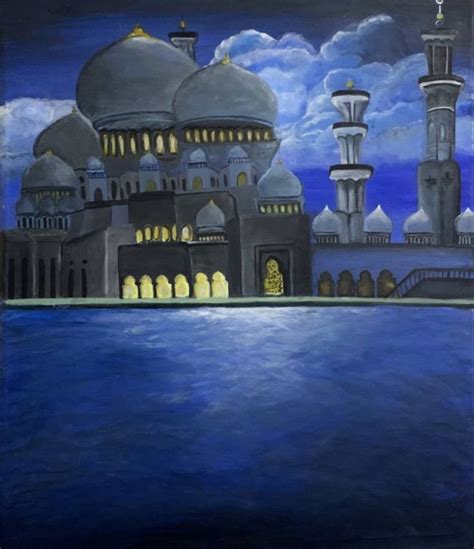 Sheikh Zayed Grand Mosque Painting Architecture Painting Realism Art
