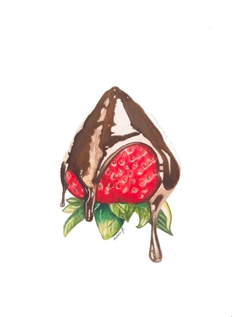 chocolate covered strawberry drawing chocolate drawing strawberry drawing dessert illustration