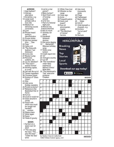 LA Times Crossword: Sept. 23, 2023 | Crosswords | yakimaherald.com
