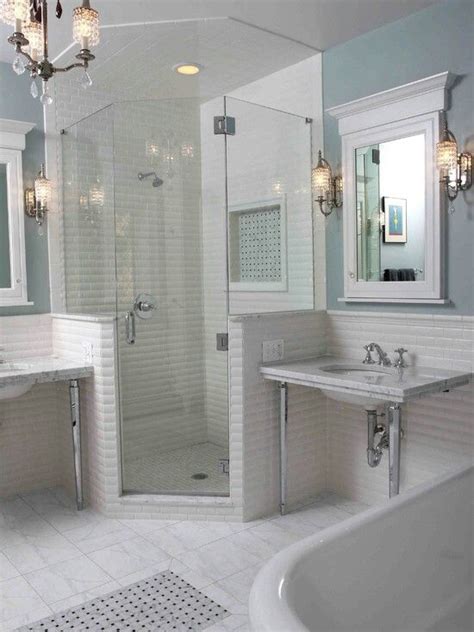 And for this shower, we only needed one gallon. Corner shower | Traditional bathroom, Small bathroom with ...