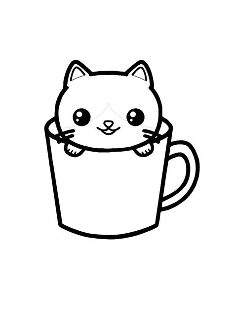 Kawaii Cat Teacup Coloring Page Cat Coloring Page Kitty Coloring