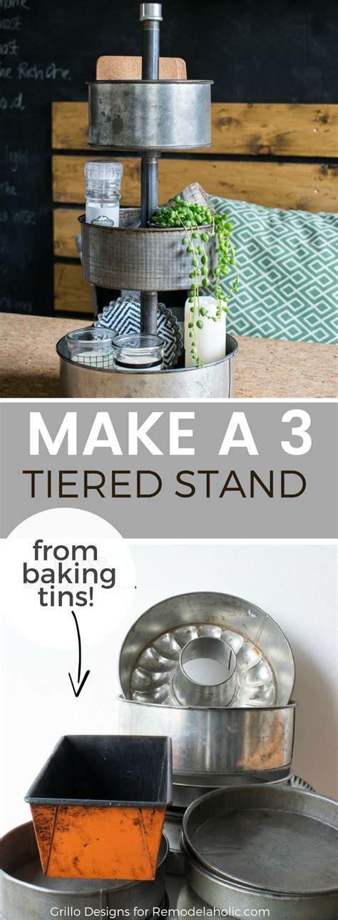Diy Three Tiered Stand From Baking Tins Home Diy Tiered Stand Diy