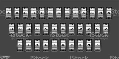 Combination Lock Font Realistic Mechanical Code Rotating Alphabet Bank