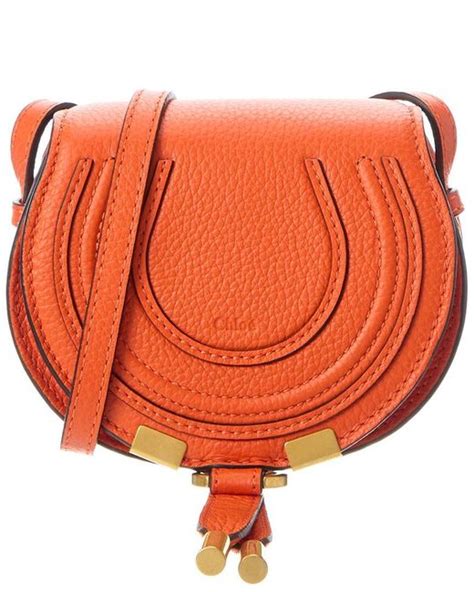 Chloé Marcie Nano Leather Shoulder Bag in Orange Lyst