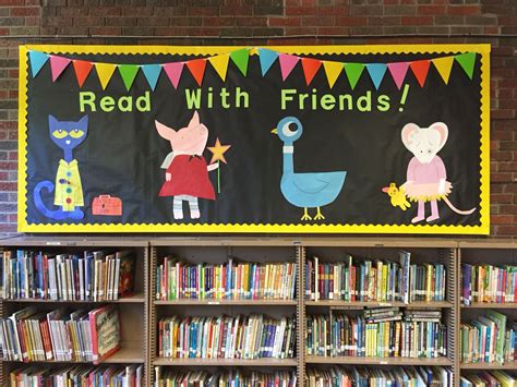 Library Bulletin Board Pete The Cat Olivia Pigeon Wemberly Worried