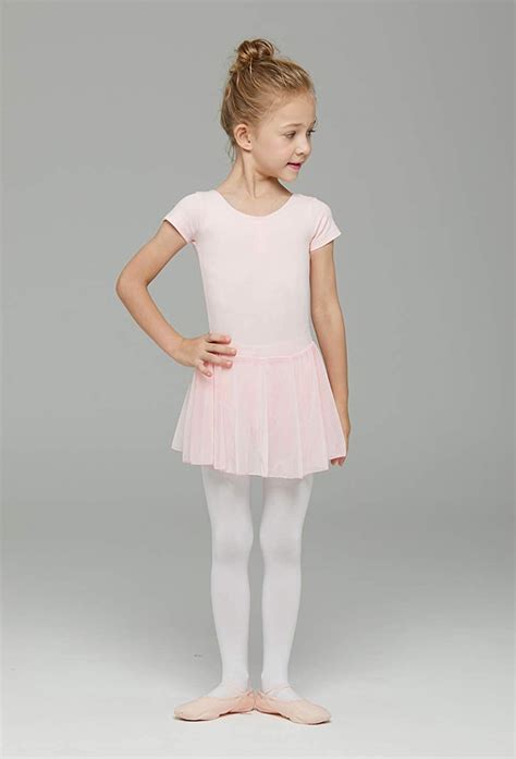 Mdnmd Girls Toddler Ballet Leotard With Skirted Short Ballet Pink