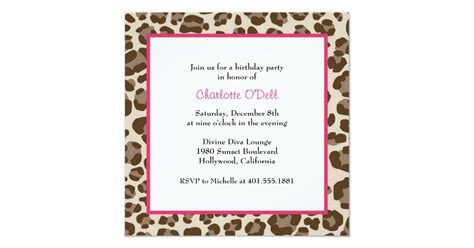 Leopard Print Birthday Party Invitation