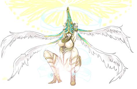 Rule 34 1girls Angel Angel Wings Areola Arms Up Bayonetta Breasts Hat