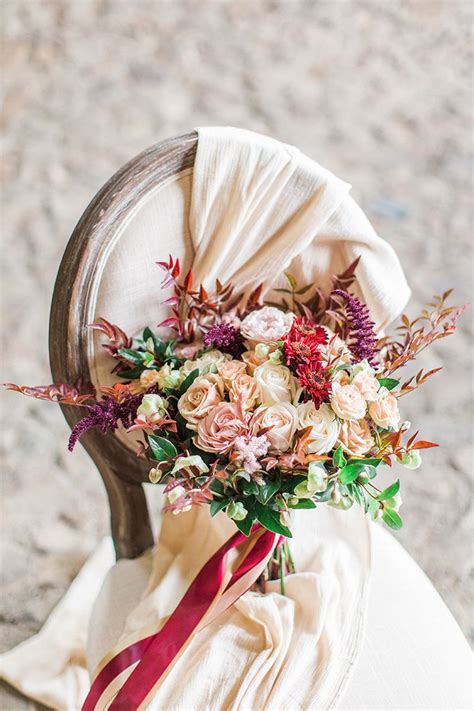 Dramatic Fall Wedding Bouquets Winery Vow