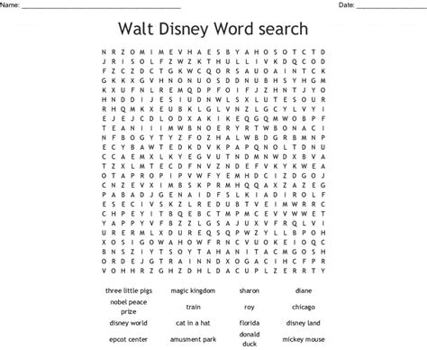 Disney World Word Search Wordmint Word Search Printable