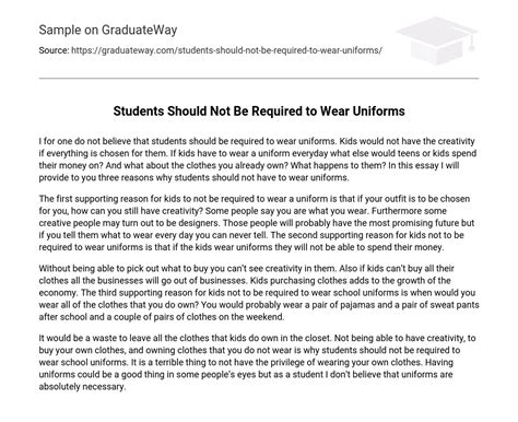 ⇉students Should Not Be Required To Wear Uniforms Essay Example