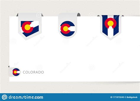 Label Flag Collection Of Us State Colorado In Different Shape Ribbon